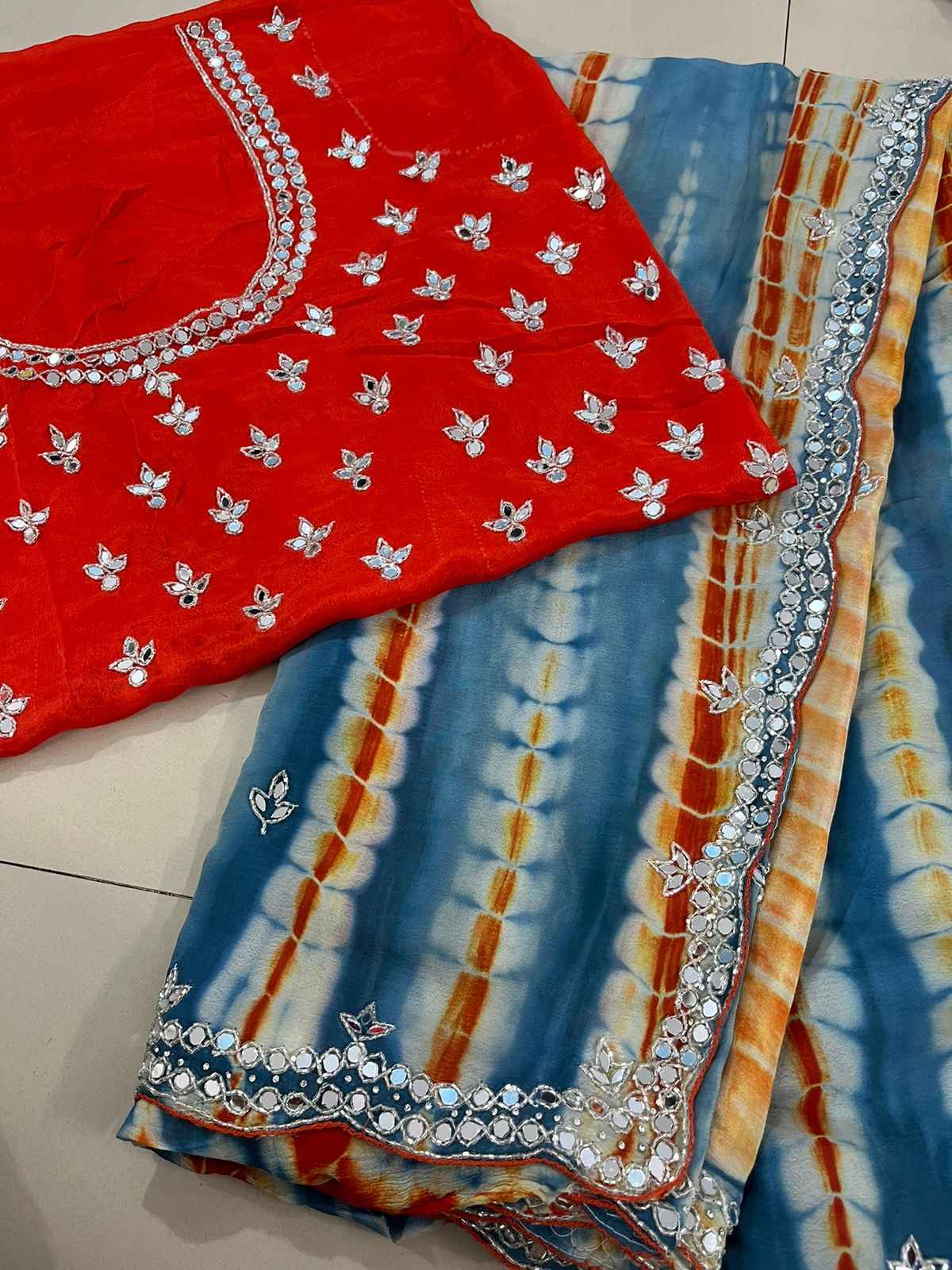 Tye Dye Chinnon Silk Sarees