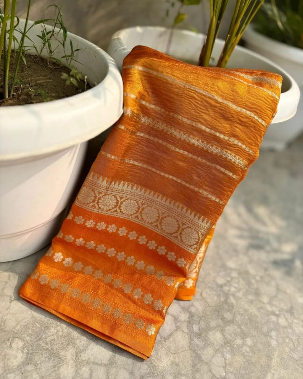 Crushed Banarasi Soft Tissue Silk Sarees