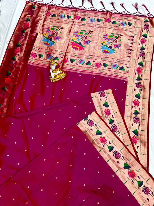 Lotus Brocade Paithani Silk Sarees