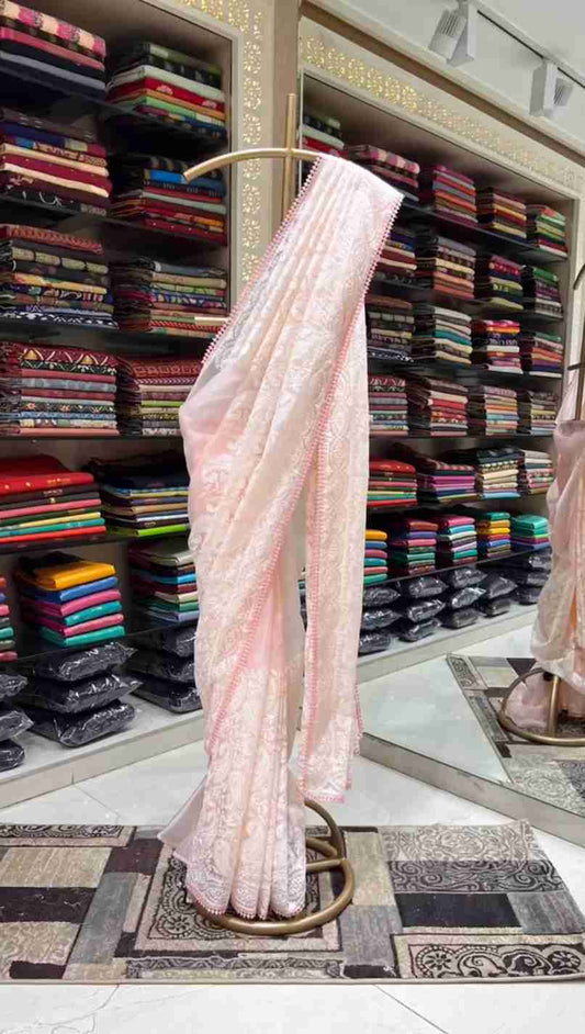 Chickenwork Organza Tissue Saree