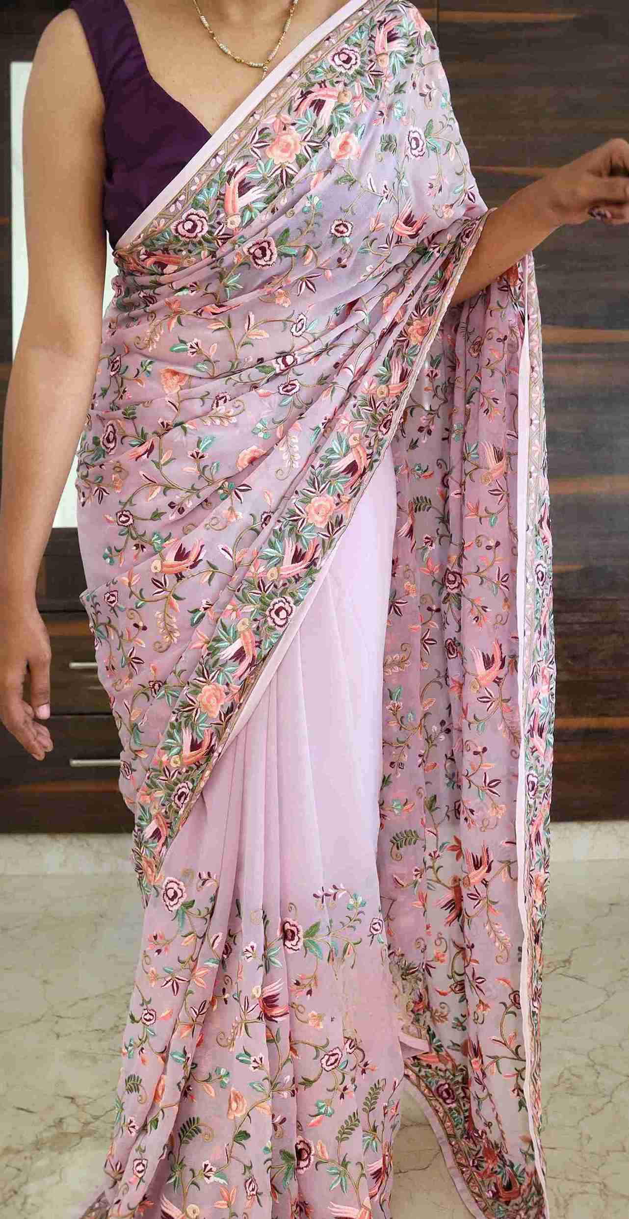 Parsi Work Georgette Sarees