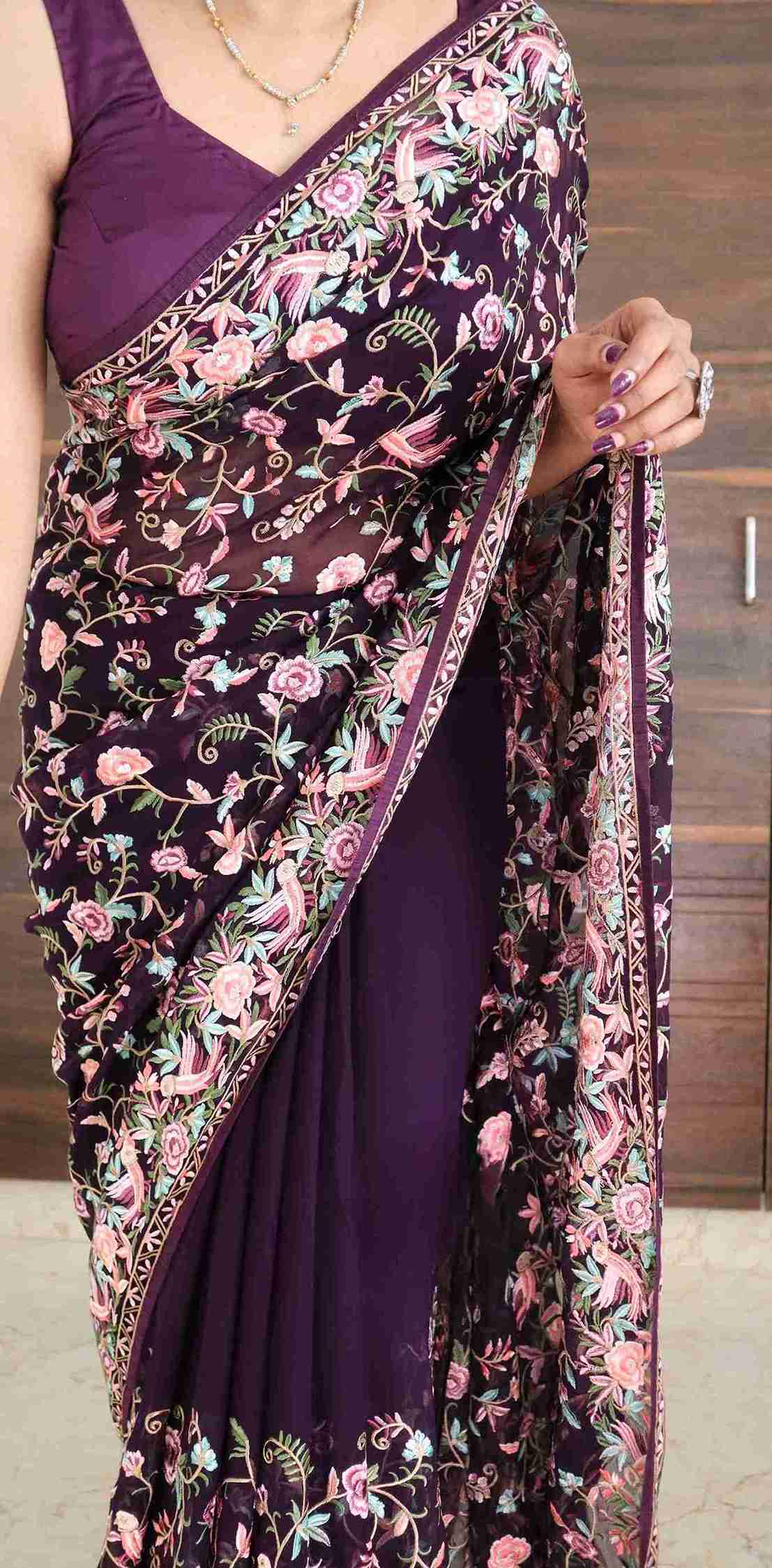 Parsi Work Georgette Sarees