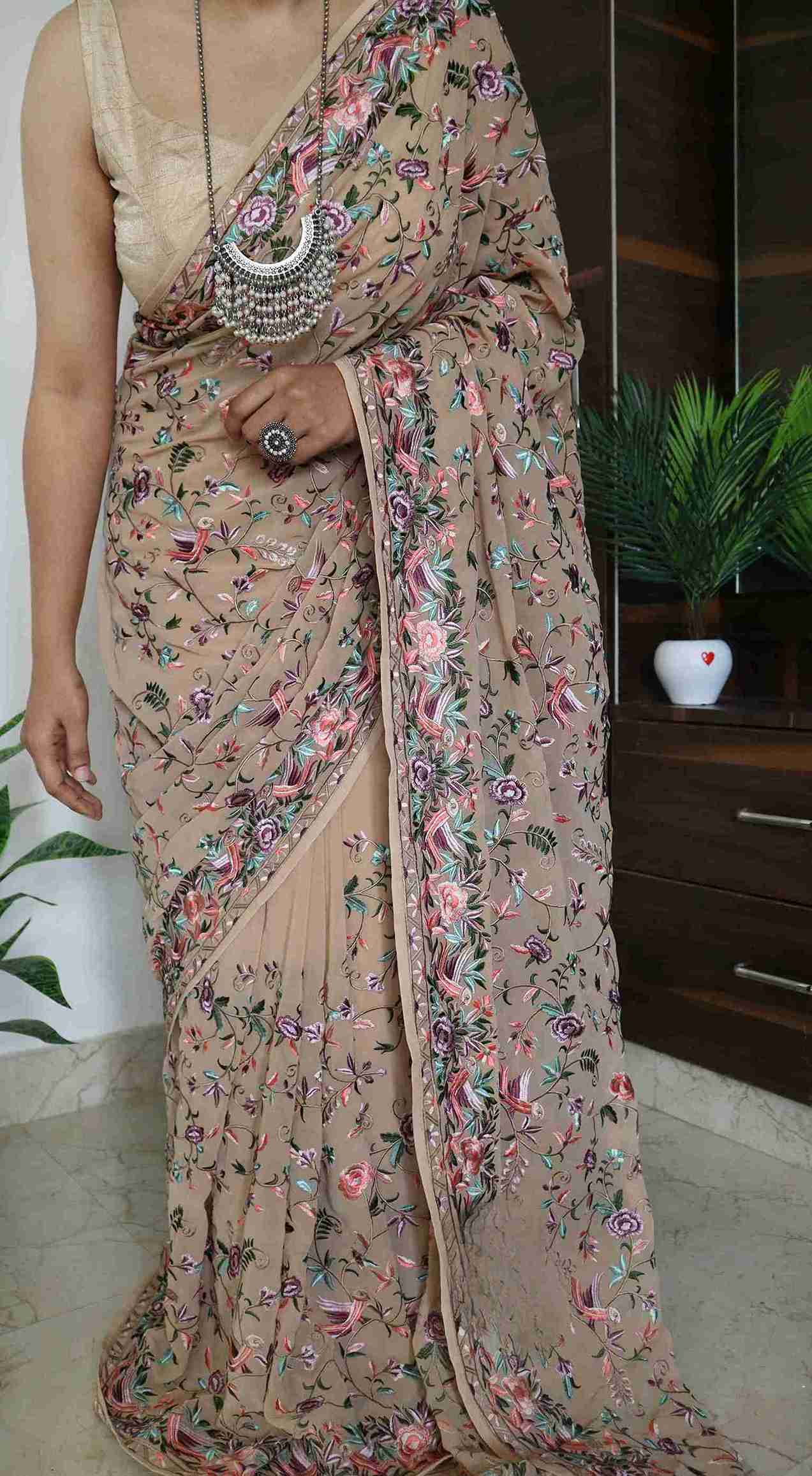 Parsi Work Georgette Sarees