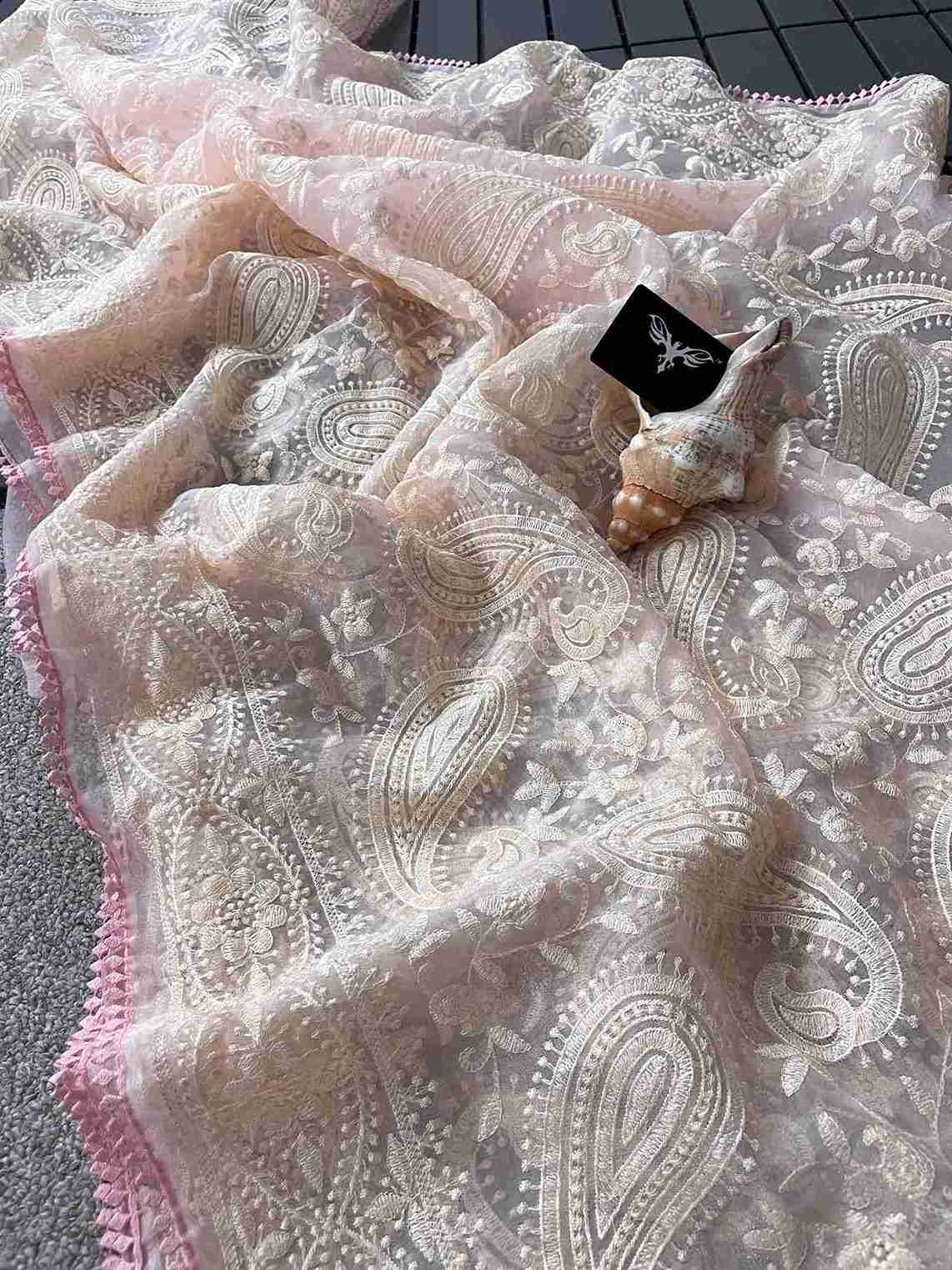 Chickenwork Organza Tissue Saree