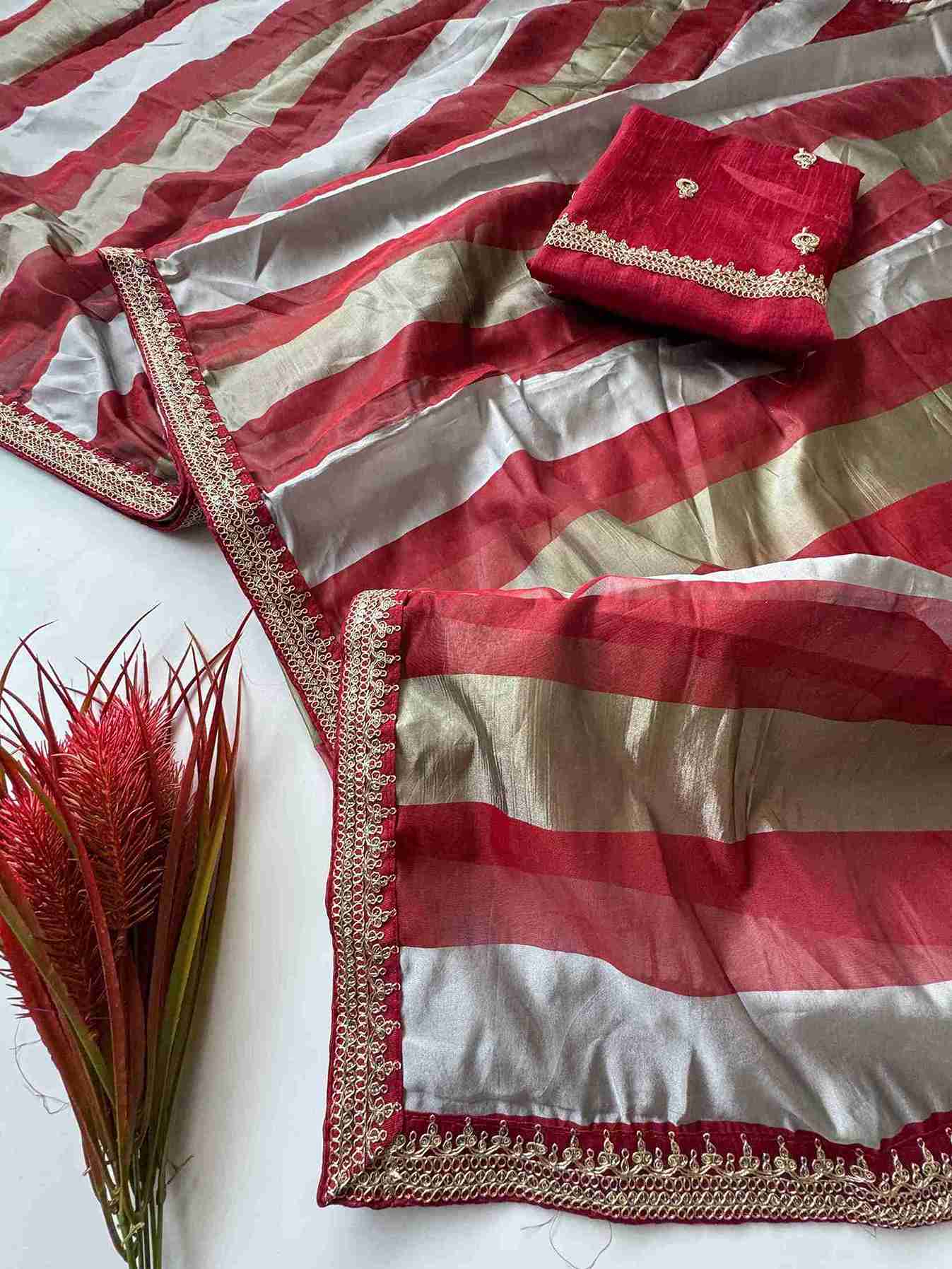 Multi Zari organza Silk Sarees
