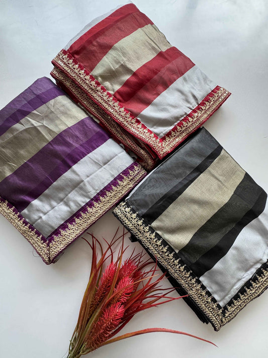 Multi Zari organza Silk Sarees