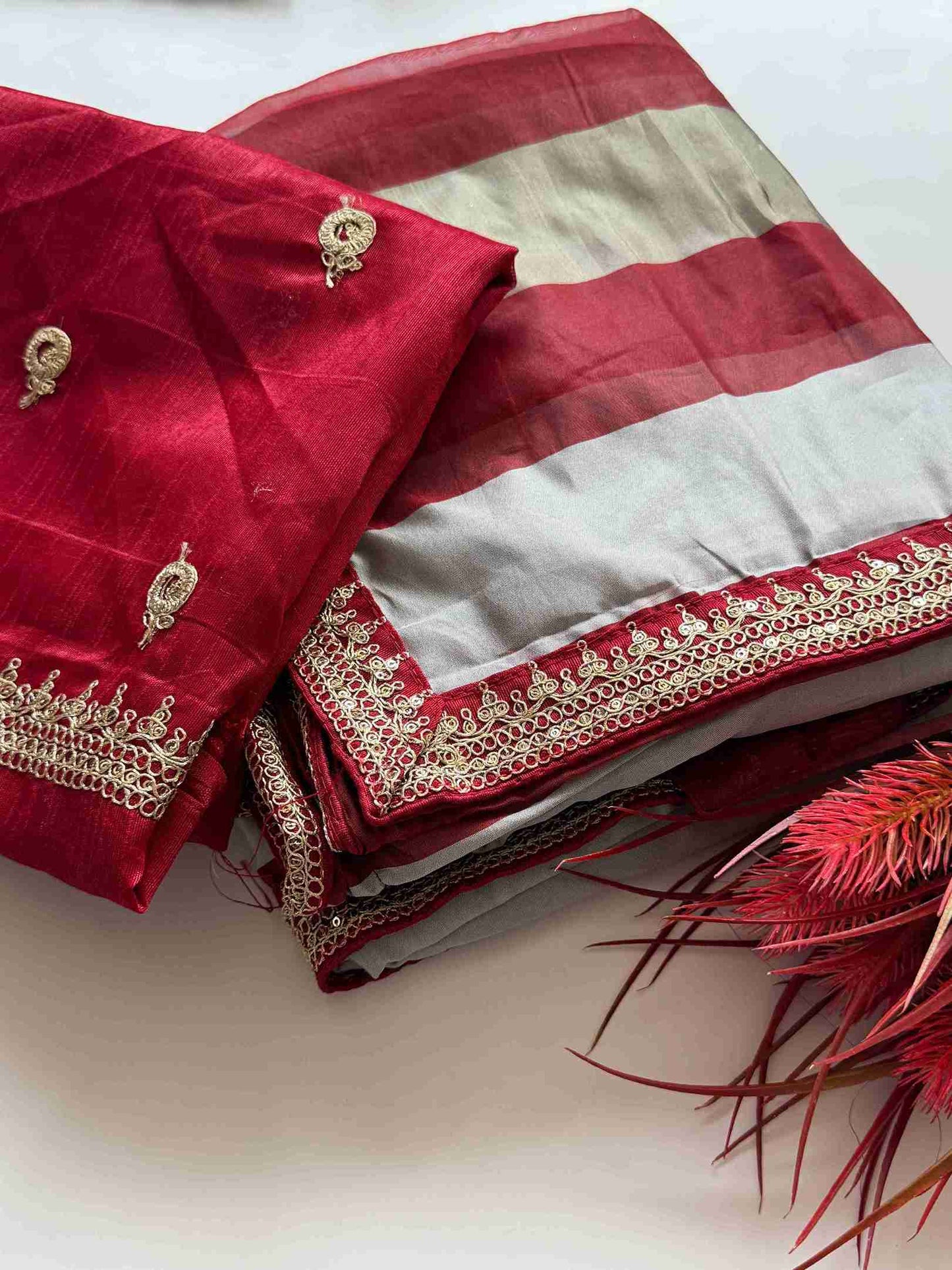 Multi Zari organza Silk Sarees
