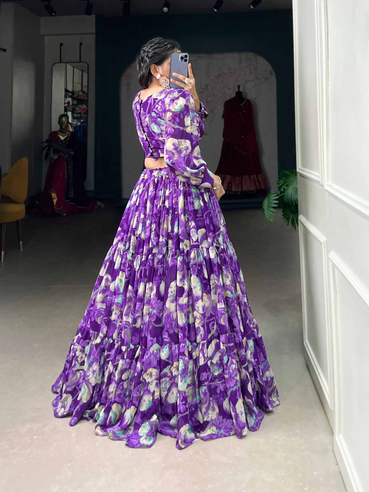 Floral Print Georgette Lehangas