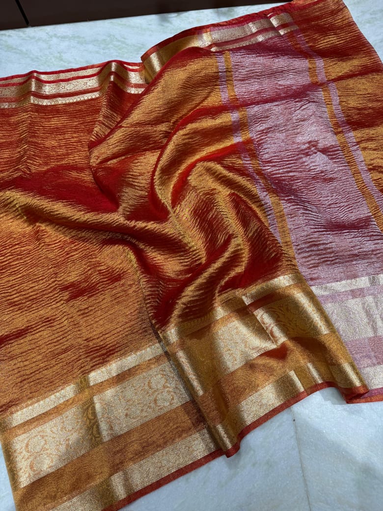 Soft Crushed Tissue Sarees