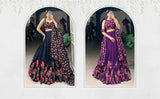 Floral Print Tussar Silk Lehangas