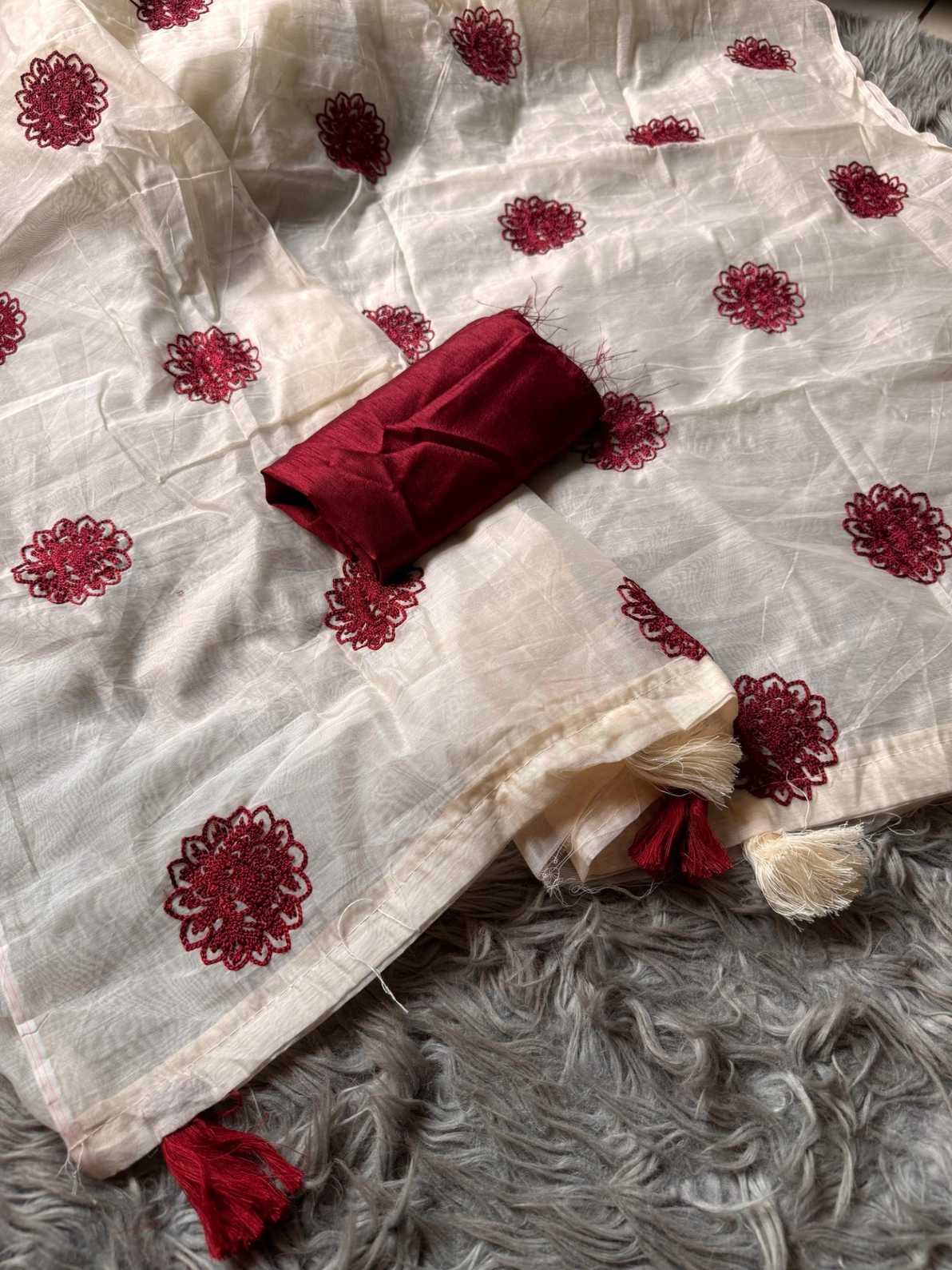 ThreadWork Chanderi Cotton Saree