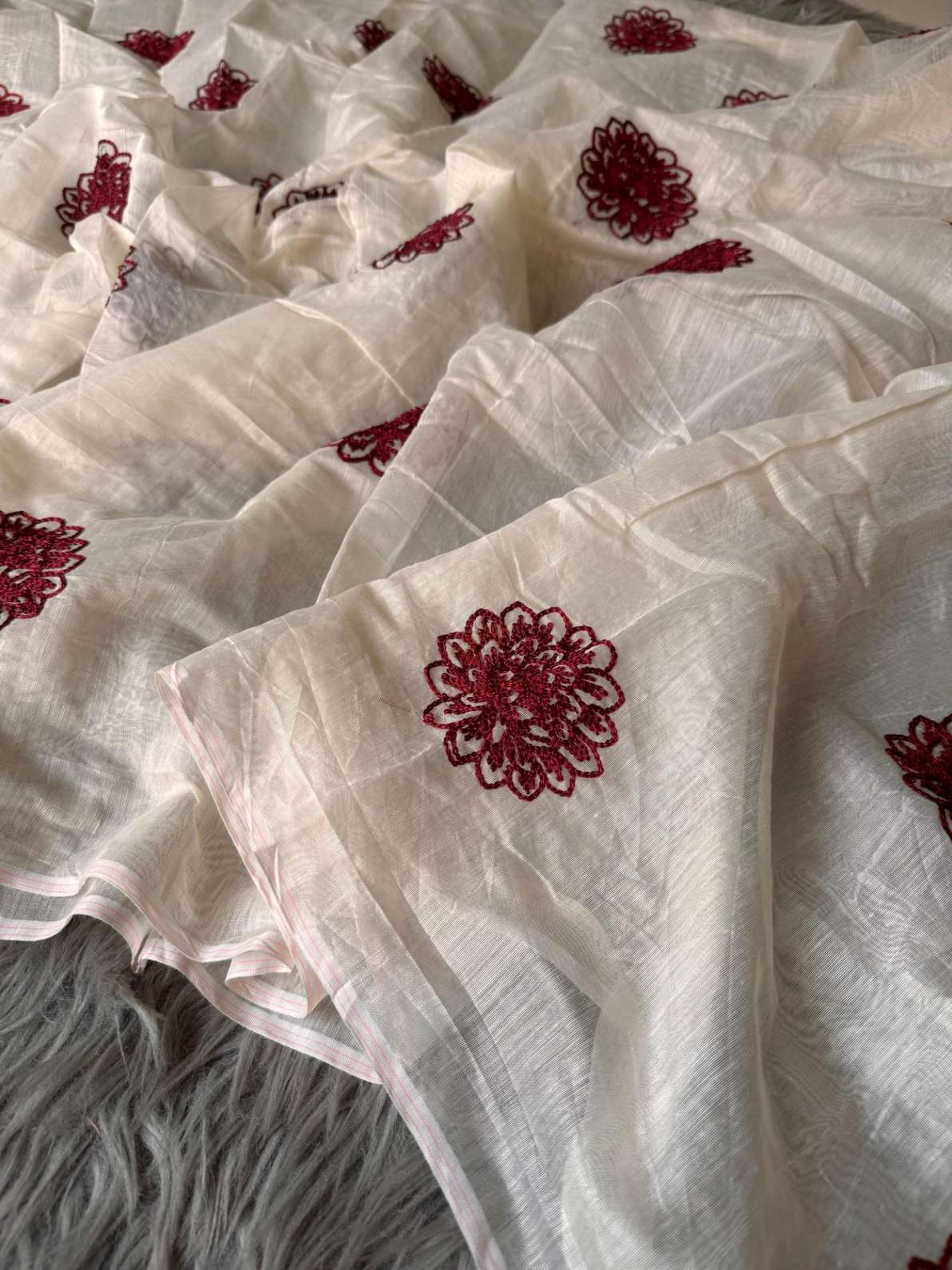 ThreadWork Chanderi Cotton Saree