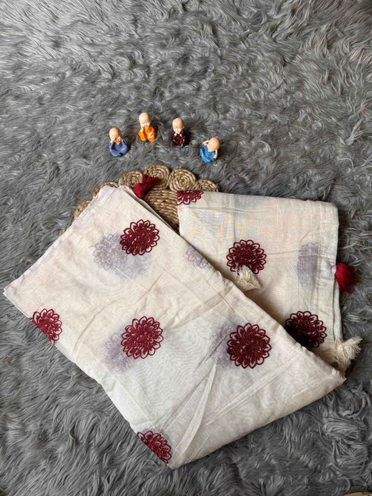 ThreadWork Chanderi Cotton Saree