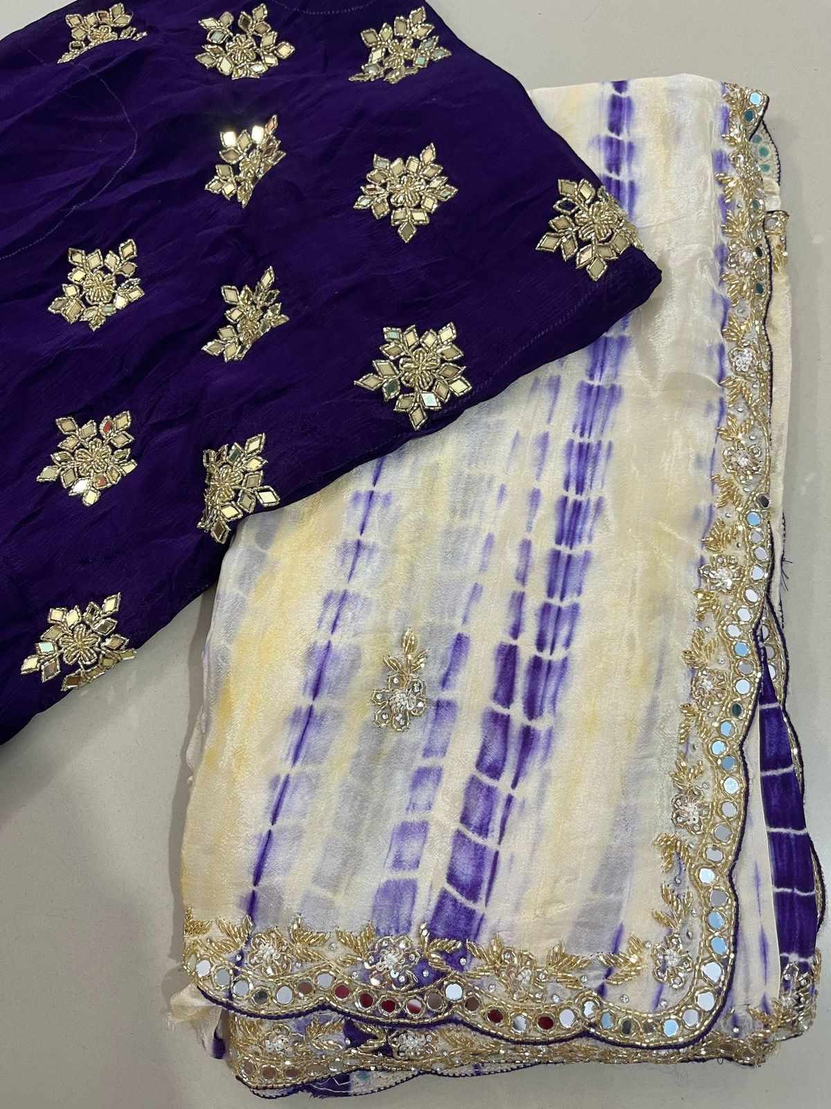 Designer Handwork Chinnon Silk Saree