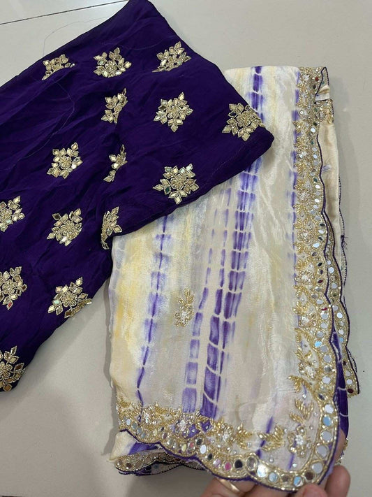 Designer Handwork Chinnon Silk Saree