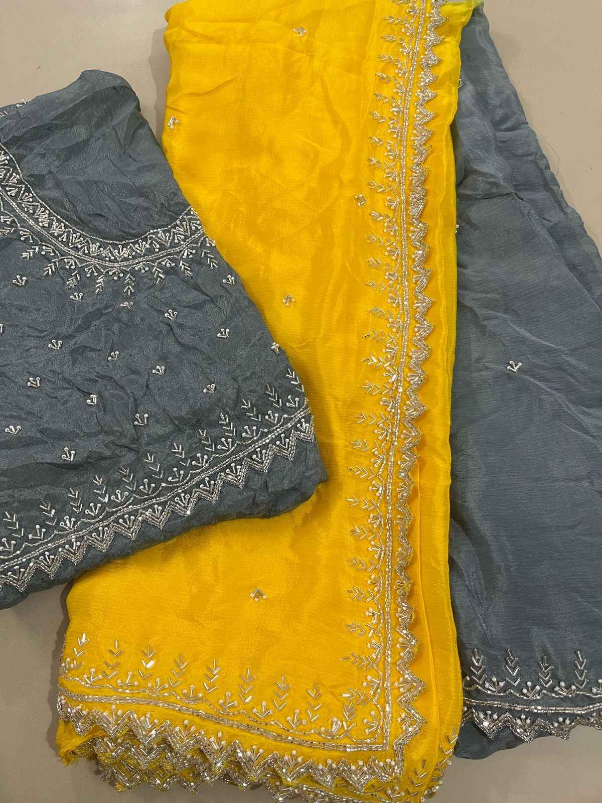 Handwork Chinnon Silk Sarees