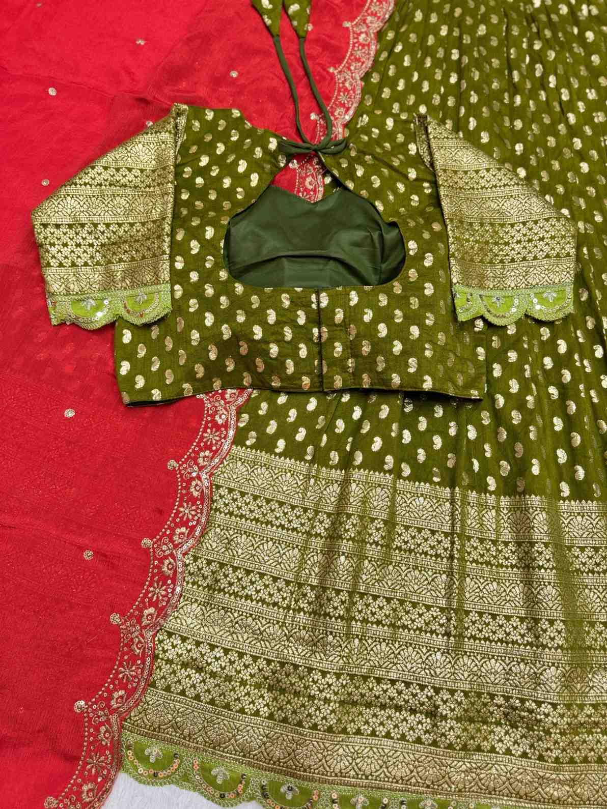 Viscose Tissue Silk Lehangas