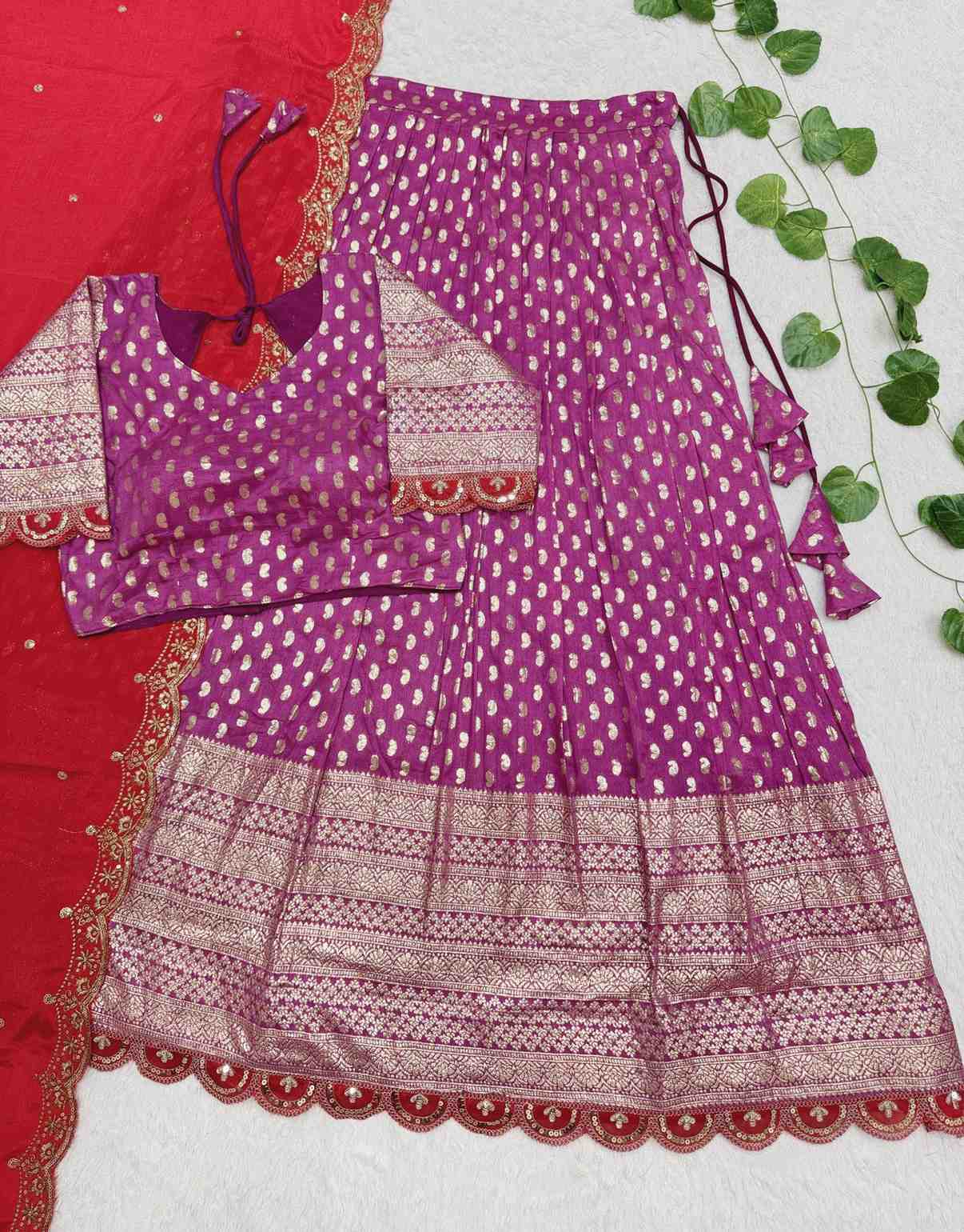 Viscose Tissue Silk Lehangas
