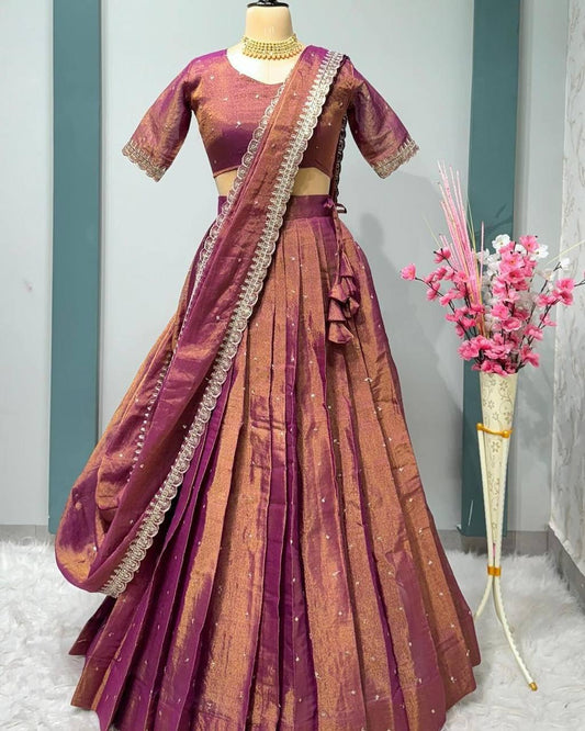 Cutwork Tissue Cotton Lehanga