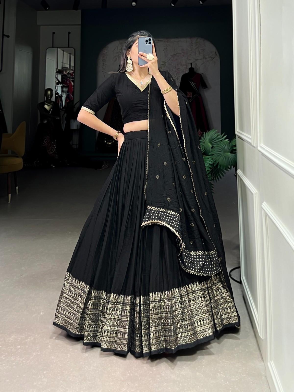 Zari Chanderi Silk Lehangas