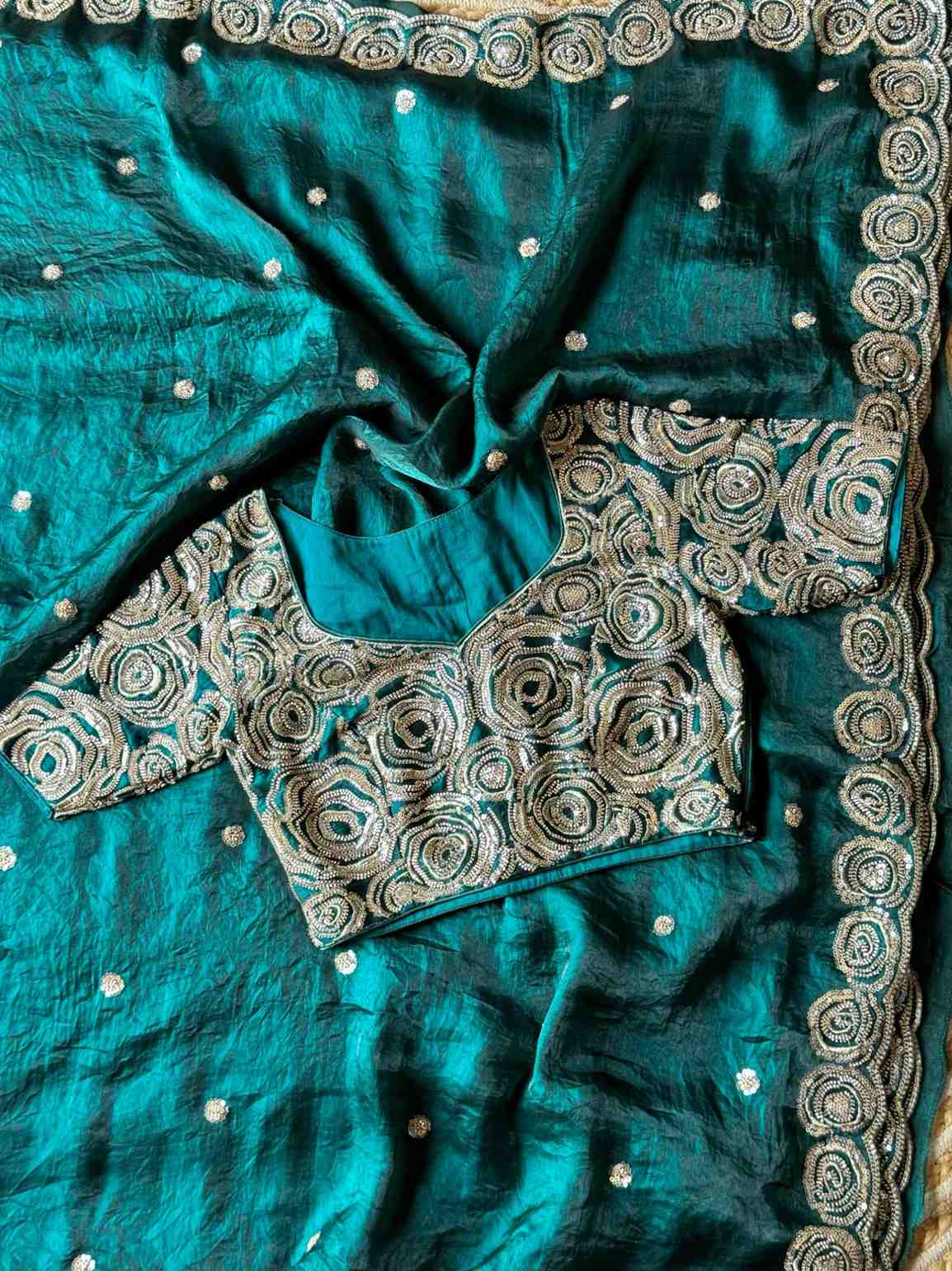 Space Silk Beed Work Saree