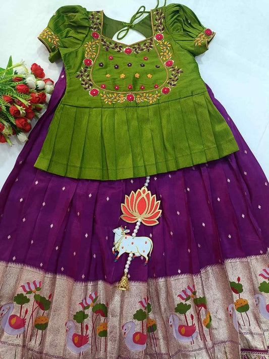 Kid's Paithani Dola Silk Lehenga
