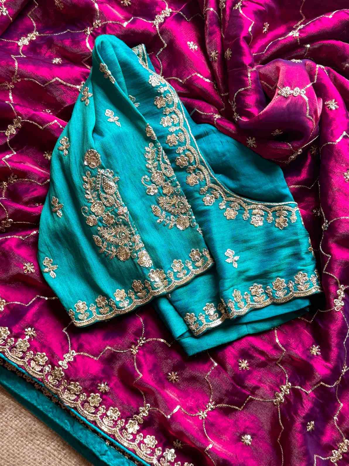 Space Silk Embroidery Saree