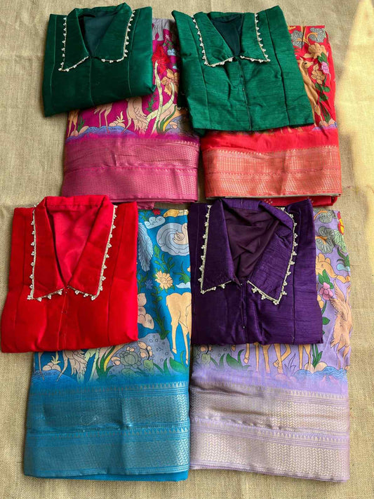 Kalamkari Dola Silk Lehangas