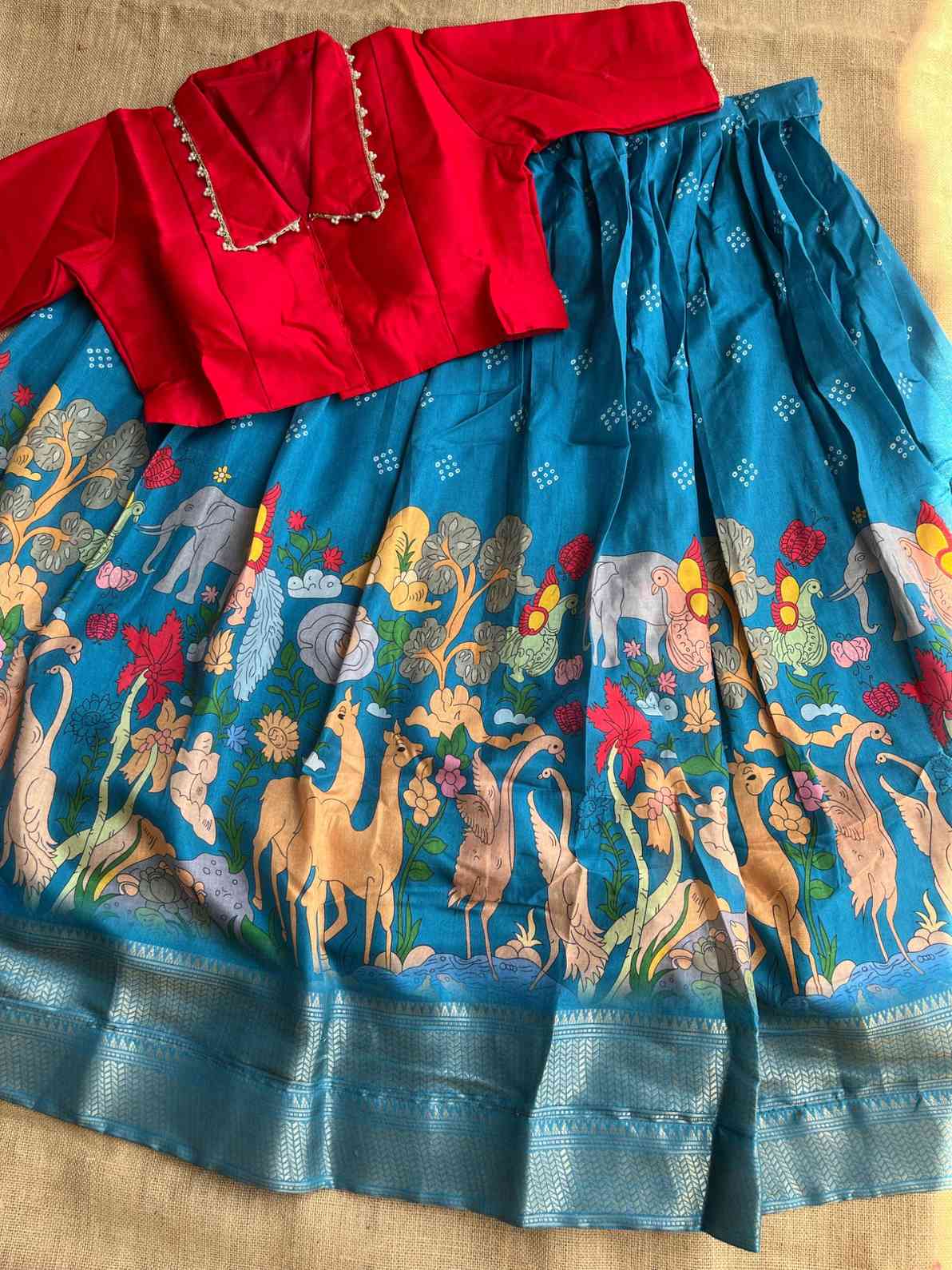 Kalamkari Dola Silk Lehangas