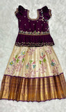 Kid's Painted Soft Tissue Lehengas