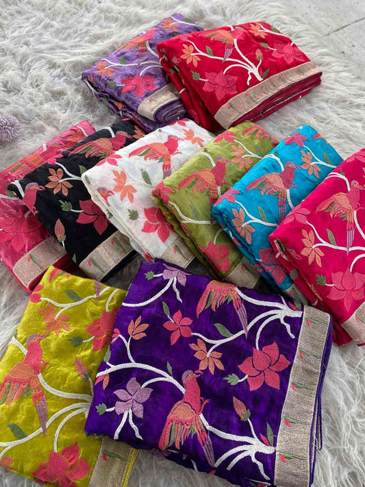 Space Silk Embroidery Sarees