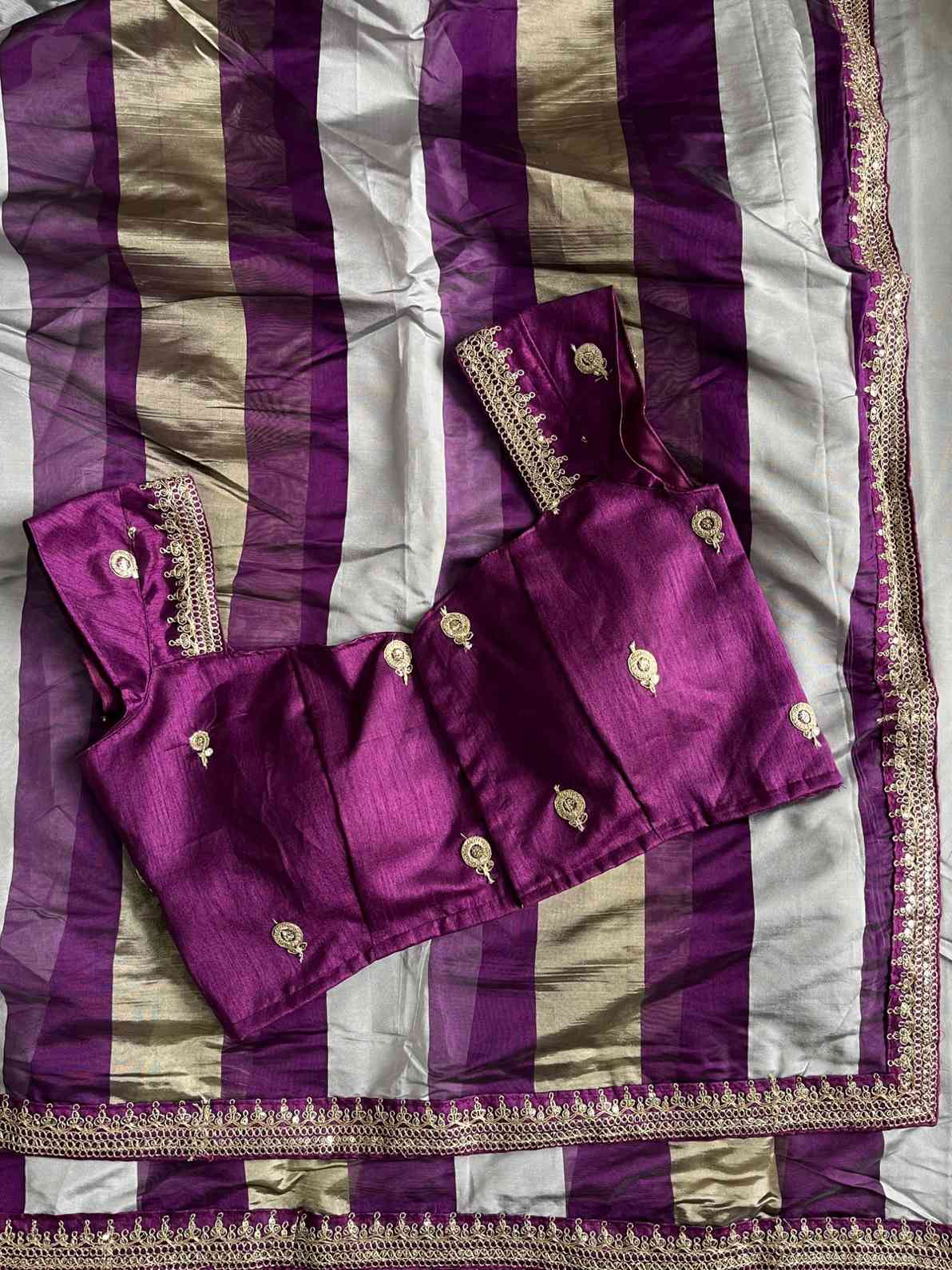 Organza Tissue Striped Sarees