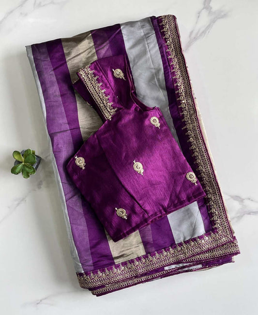 Organza Tissue Striped Sarees
