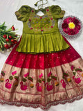 Kid's Dola Silk Paithani Lehengas
