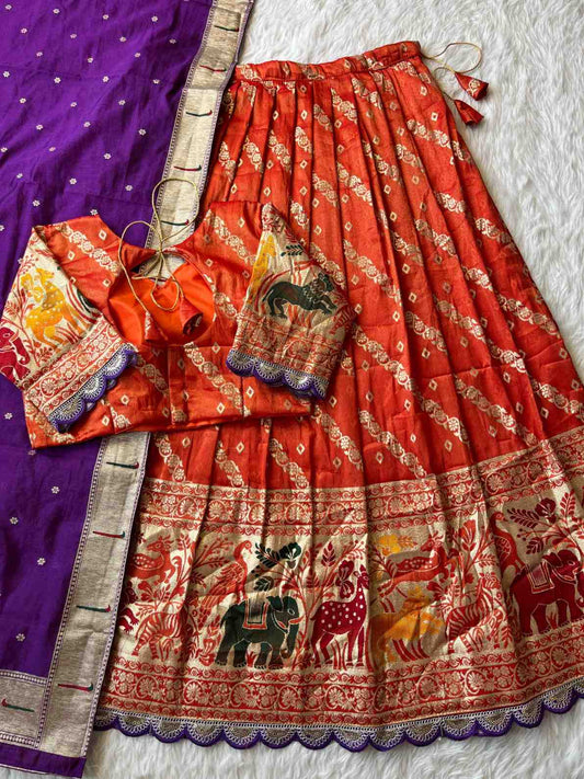 Viscose Tissue Silk Lehengas