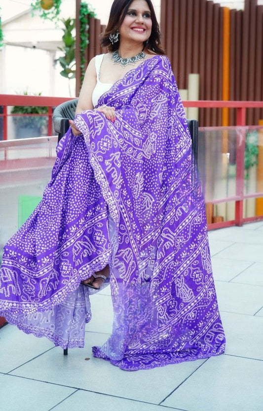 Moonga Rai Bhandej Print Sarees