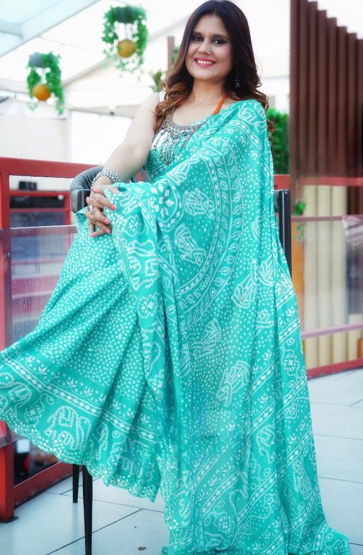 Moonga Rai Bhandej Print Sarees