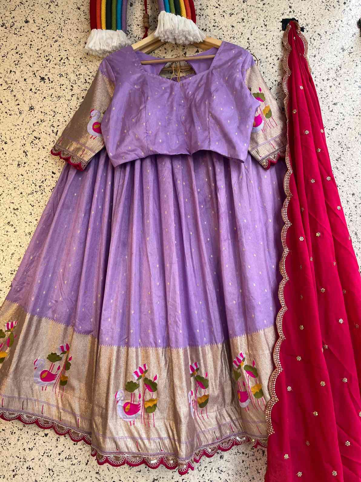 Viscose Dola Silk Lehangas
