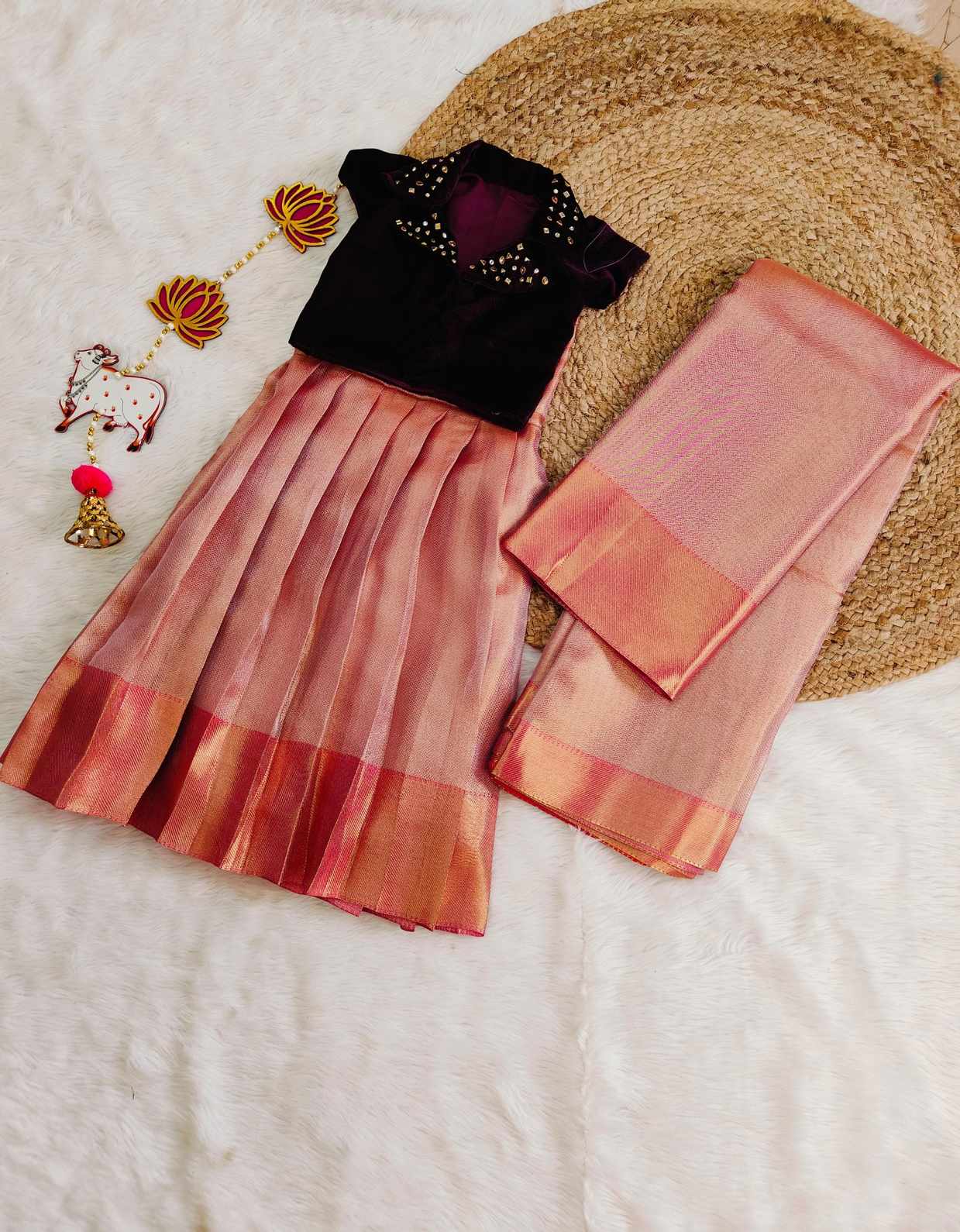 Banarasi tissue silk family outfit – gown detail – Arhas Couture