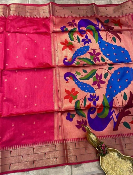 Tussar Silk Paithani Sarees