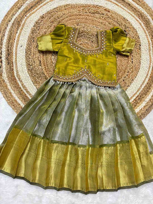 Kid's Semi Kanchi Tissue Lehenga