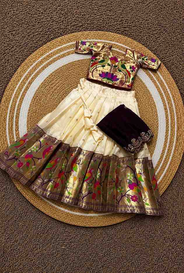 Kids Paithani silk lehengas by Arhas Couture