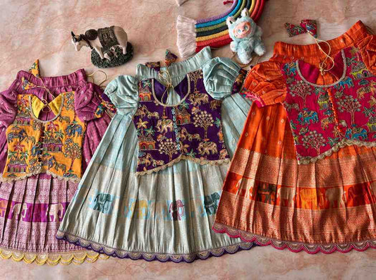 Kid's Tissue 3D Print Lehengas