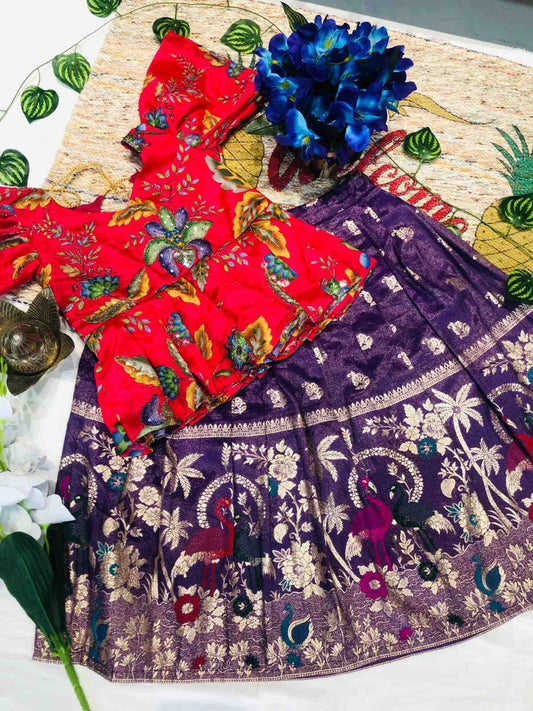 Kid's Natural Crepe Silk Lehengas