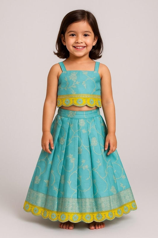 Kid’s Jaquard Soft Silk Lehenga