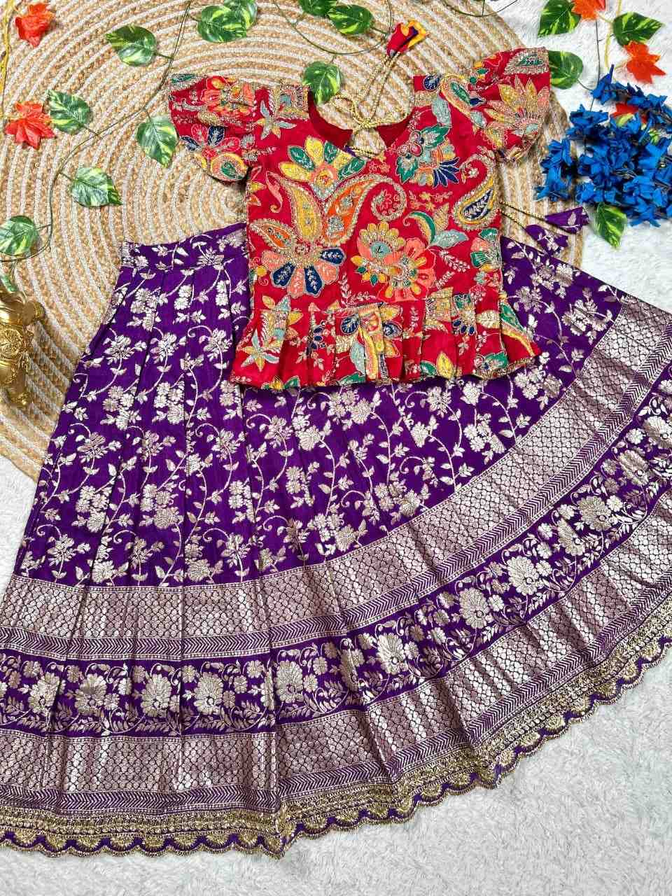 Kid's Natural Crepe Silk Lehenga