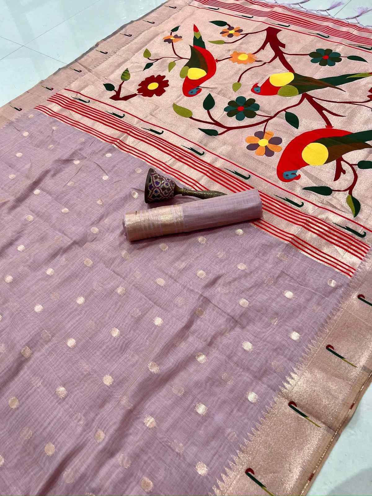 Munga Cotton Paithani Sarees