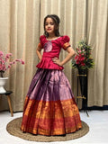 Kid’s Litchi Silk Lehangas