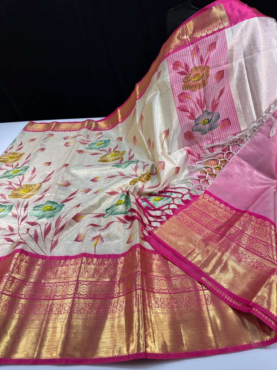 Hand Painted Banarasi Tissue Silk Sarees