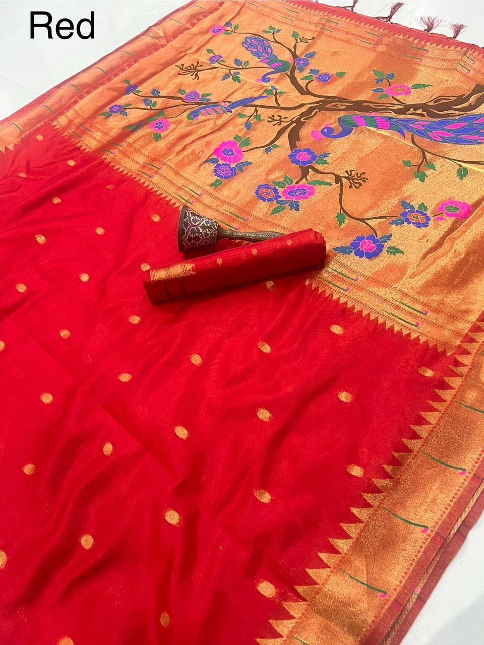 Khadi Raw Silk Paithani Sarees